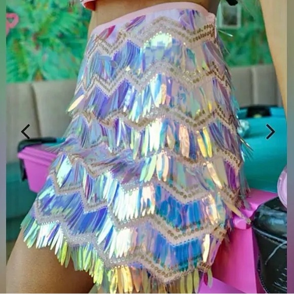 Coral Iridescent Sequin skirt - Picture 2 of 12